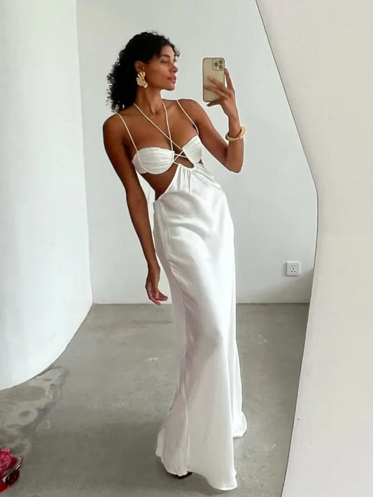 שמלת סאטן לבנה- דורי